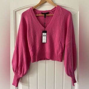 BCBGMaxazria Cropped Balloon Sleeve Sweater